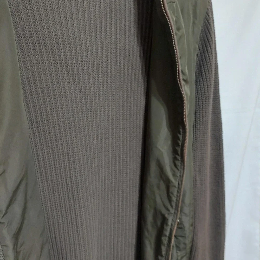 Marc New York Andrew Marc Mens Olive‎ Green Hybrid Quilted Knit Hooded Jacket M